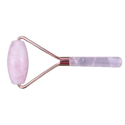 Rolo de massagem facial de quartzo rosa natural Gua Sha Jade Roller para o rosto Anti-envelhecimento Terapia Massajador facial de cor rosa