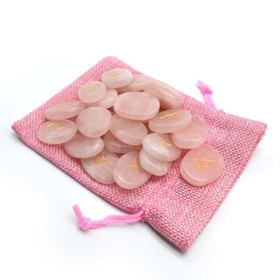 2024 Tendência Produtos Rosa Quartz Cristal Divinação Runas Conjuntos de Pedra para Jogos de Divinação Atraentes e Funcionais