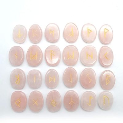 2024 Tendência Produtos Rosa Quartz Cristal Divinação Runas Conjuntos de Pedra para Jogos de Divinação Atraentes e Funcionais