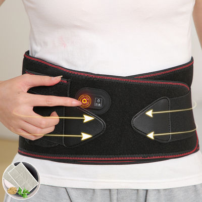 Fisioterapia por infravermelho Compressão quente ajustável Massagem lombar cinturão de apoio para alívio da dor e suporte em Blac