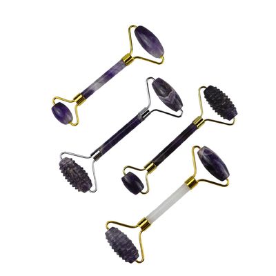 Produto de tendência de massagem muscular 2024 Ametista natural Roller Facial Guasha 100% Massagista de Jade Natural Para Massagem Facial Produtos de Beleza