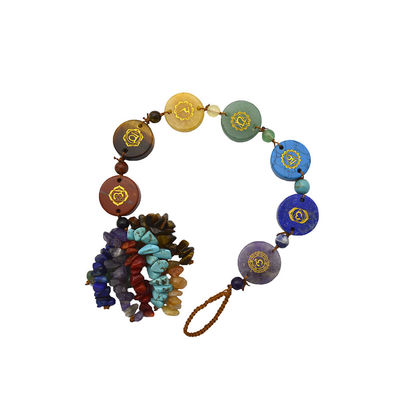 7 Pedras do Chakra Cura Cristal Pedra de Bolso de Palma Reiki Balanceador Pendente para Equilíbrio e Harmonia