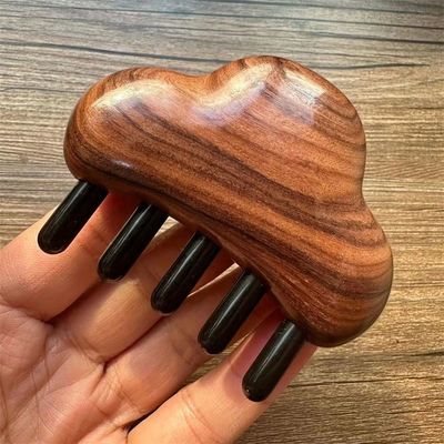 Massagem corporal e crescimento do cabelo Rosewood massagem pente para cabeça Gua Sha 8.5 * 7.5 * 2.3cm