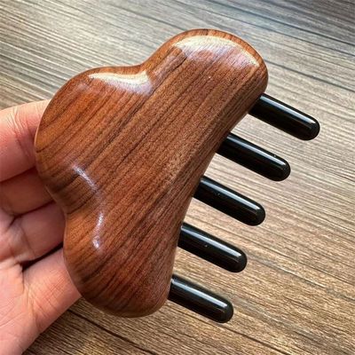Massagem corporal e crescimento do cabelo Rosewood massagem pente para cabeça Gua Sha 8.5 * 7.5 * 2.3cm