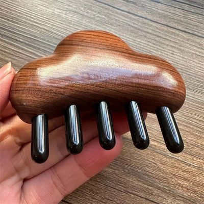 Massagem corporal e crescimento do cabelo Rosewood massagem pente para cabeça Gua Sha 8.5 * 7.5 * 2.3cm