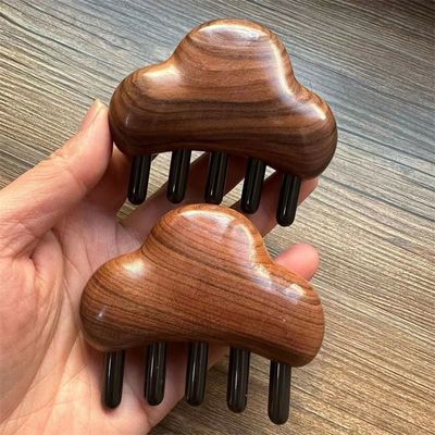 Massagem corporal e crescimento do cabelo Rosewood massagem pente para cabeça Gua Sha 8.5 * 7.5 * 2.3cm