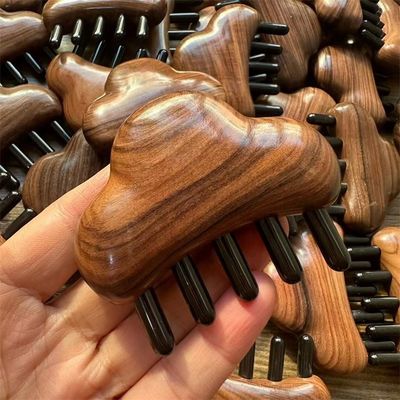 Massagem corporal e crescimento do cabelo Rosewood massagem pente para cabeça Gua Sha 8.5 * 7.5 * 2.3cm