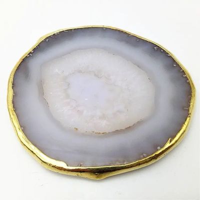 Características regionais Agate Coaster Grey Slices Polished Crystal Natural Gemstone Flower Pot Engraving Folk Art Carved
