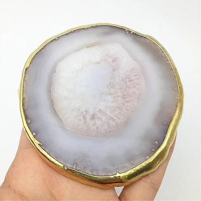 Características regionais Agate Coaster Grey Slices Polished Crystal Natural Gemstone Flower Pot Engraving Folk Art Carved