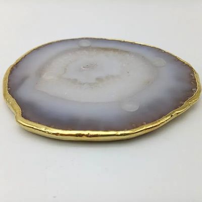 Características regionais Agate Coaster Grey Slices Polished Crystal Natural Gemstone Flower Pot Engraving Folk Art Carved