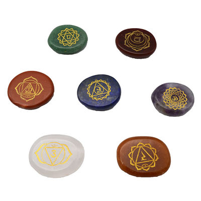 Gravado esculpido polido pedra de bolso de palma Reiki equilíbrio cristal de cura 7 chakra pedras conjuntos para o tema do amor