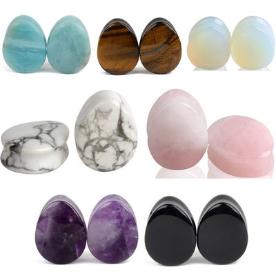 Pedra Auricular Expansão da Orelha Pug Piercing Body Jewelry Natural Crystal Jade Stone Popular OEM ODM Agate Plug Tunnel Jewelry