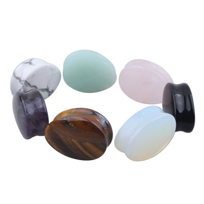 Pedra Auricular Expansão da Orelha Pug Piercing Body Jewelry Natural Crystal Jade Stone Popular OEM ODM Agate Plug Tunnel Jewelry