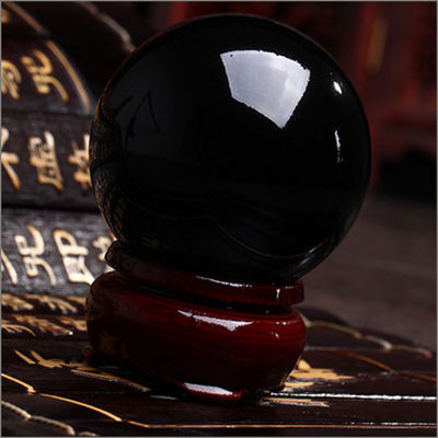 Pedra curativa natural de esfera negra de obsidiana com propriedades de esfera de bola Esfera de cristal grande