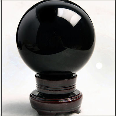 Pedra curativa natural de esfera negra de obsidiana com propriedades de esfera de bola Esfera de cristal grande