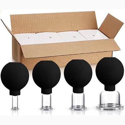 15/25/35/55mm 4 peças de vidro de silicone Facial Sucção Cupping Set para Vacuo Sucção Massagem Terapia nos Olhos Rosto e Corpo