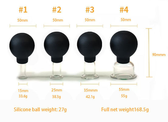 15/25/35/55mm 4 peças de vidro de silicone Facial Sucção Cupping Set para Vacuo Sucção Massagem Terapia nos Olhos Rosto e Corpo