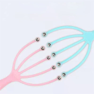 Massajador de cabeça azul/rosa com cinco garras Bola de aço para massagem de relaxamento do couro cabeludo Ferramentas de massagem para alívio de dor de cabeça 100g Ferramentas de dragagem de meridianos