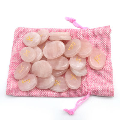Pedra caída em forma de rosa Quartz Pedra de adivinhação Pedra preciosa Pedras rúnicas com tema de fada