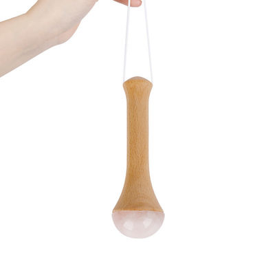 Massageador corporal Manopla de madeira Quartzo rosa para meridiano de dragagem e Gua Sha massagem de relaxamento