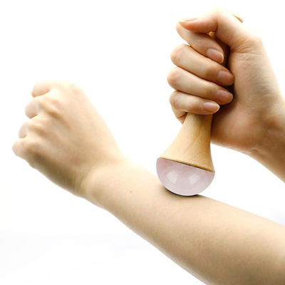 Massageador corporal Manopla de madeira Quartzo rosa para meridiano de dragagem e Gua Sha massagem de relaxamento