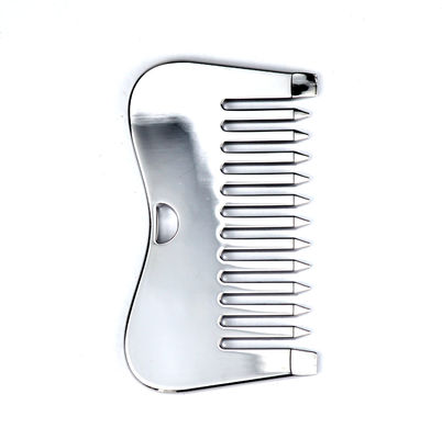 Logotipo personalizado Disponível em aço inoxidável prateado escalpe de massagem de metal Gua Sha Comb para ferramentas de massagem 2024