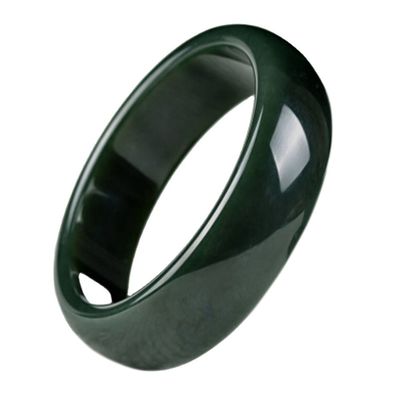 Pulseira de pulseira verde de jade heitiano polido com estilo chinês tradicional