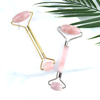 Equipamento de massagem facial Rosa Rosa Quartz Gua Sha Massagem Roller de gelo de jade natural para terapia anti-envelhecimento Nefrite pedra
