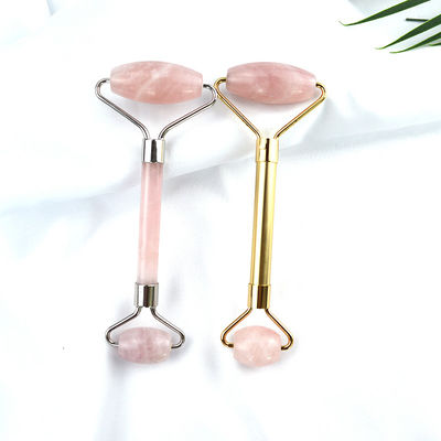 Equipamento de massagem facial Rosa Rosa Quartz Gua Sha Massagem Roller de gelo de jade natural para terapia anti-envelhecimento Nefrite pedra