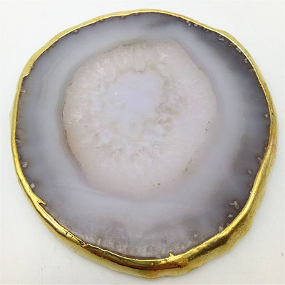 Características regionais Agate Coaster Grey Slices Polished Crystal Natural Gemstone Flower Pot Engraving Folk Art Carved Carved