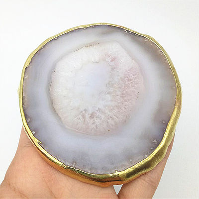 Características regionais Agate Coaster Grey Slices Polished Crystal Natural Gemstone Flower Pot Engraving Folk Art Carved Carved