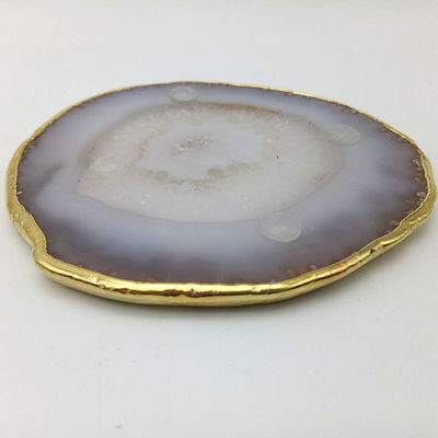 Características regionais Agate Coaster Grey Slices Polished Crystal Natural Gemstone Flower Pot Engraving Folk Art Carved Carved