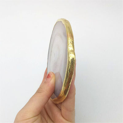 Características regionais Agate Coaster Grey Slices Polished Crystal Natural Gemstone Flower Pot Engraving Folk Art Carved Carved