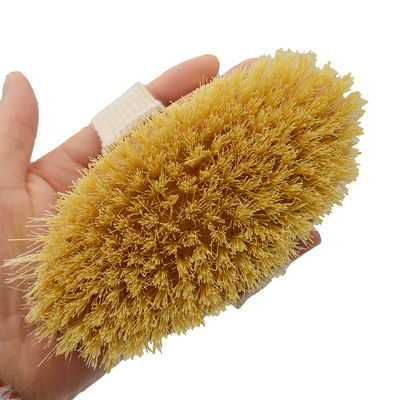 Pincel Sisal Bristle Dry Body para Esfoliação de Celulite e Massagem de Pele Seca em Cor de Madeira