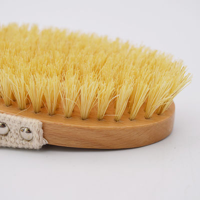 Pincel Sisal Bristle Dry Body para Esfoliação de Celulite e Massagem de Pele Seca em Cor de Madeira