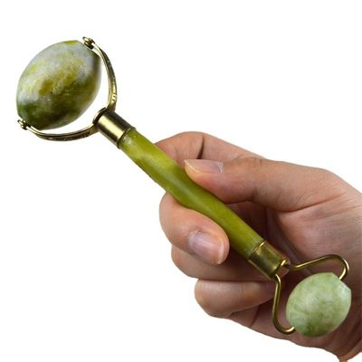 Logotipo personalizado Disponível 100% natural Xiuyan Jade Face Guasha Roller Jade Verde Facial Gua Sha Massager Stone Skin Care