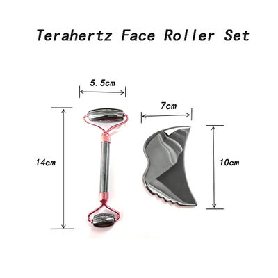 Ferramentas de cuidados com a pele Pedra de energia Guasha Massagista para rosto Olhos Pescoço Dedo 5,5 * 14 cm Terahertz Prata Rolo de rosto Gua Sha Set