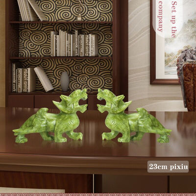 Características regionais Par de Jade Natural Pixiu Escritório Interior Feng Shui Jade Escultura Artesanato Jade Ornamentação Feng Shui Pixiu