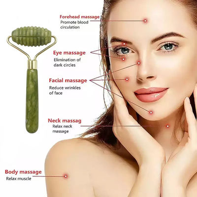Single Head Spiked Facial Massage Jade Roller para Anti Aging Face Beauty com 100% Natural Jade Stone e Logotipo Personalizado