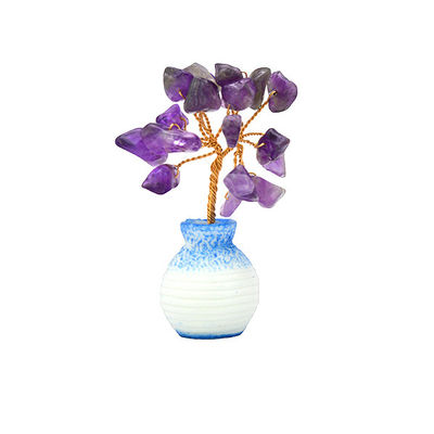 Cor-de-Rosa Chips Brass Fiado Lucky Fortune Árvore com Chakra Pedras de Cura Melhorar suas decorações e ornamentos de casa