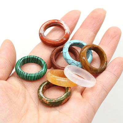 Anéis únicos de pedra natural Feng Shui Polido Turquesa Olho de Tigre Sodalite Areia Azul Ótimo para coleção de jóias femininas