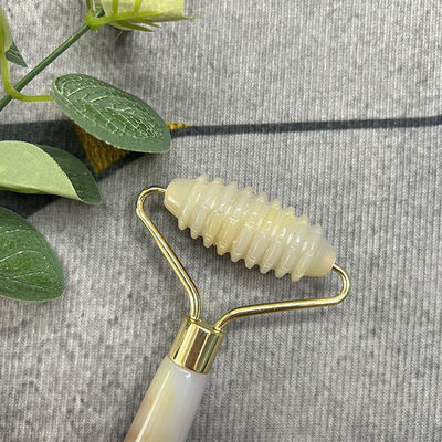 Logotipo do Cliente 100% Agate cinza natural Roller Jadeite Crystal Beauty Container Massage Stick Equipamento de cuidados com a saúde facial