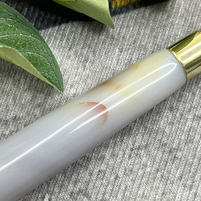 Logotipo do Cliente 100% Agate cinza natural Roller Jadeite Crystal Beauty Container Massage Stick Equipamento de cuidados com a saúde facial