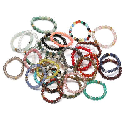 Outras Energias Naturais Pedra de Cristal 3mm Mini contas Anéis para Mulher Chakra Cura artesanal Joias Bohemian Anel de Casamento presente