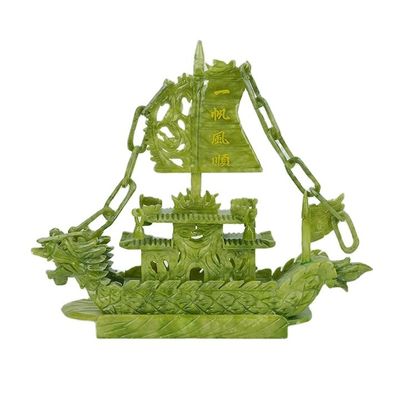 Barco de dragão de jade chinês de 27 cm para decoração aceitação OEM ODM