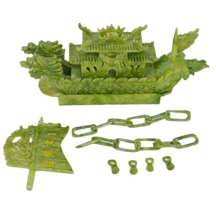 Barco de dragão de jade chinês de 27 cm para decoração aceitação OEM ODM