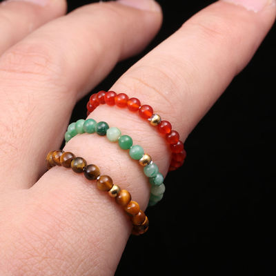 Outras Energias Naturais Pedra de Cristal 3mm Mini contas Anéis para Mulher Chakra Cura artesanal Joias Bohemian Anel de Casamento presente
