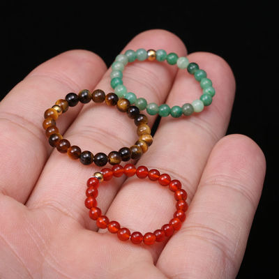 Outras Energias Naturais Pedra de Cristal 3mm Mini contas Anéis para Mulher Chakra Cura artesanal Joias Bohemian Anel de Casamento presente