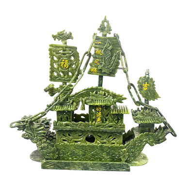 Barco de dragão de jade chinês de 27 cm para decoração aceitação OEM ODM