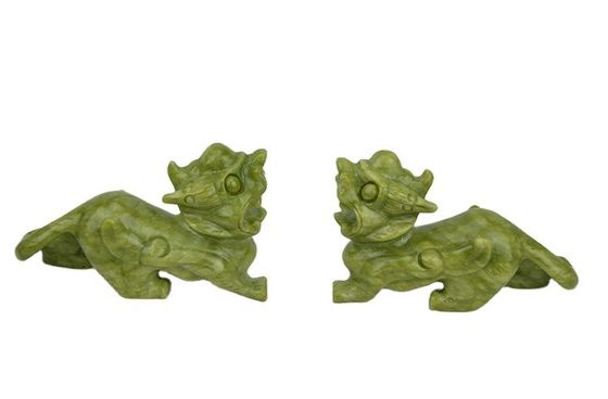 Artesanato verde Feng Shui Decorações para o lar Jade natural Polido Pixiu Ornamentações Par de 2 com e método de impressão Outros